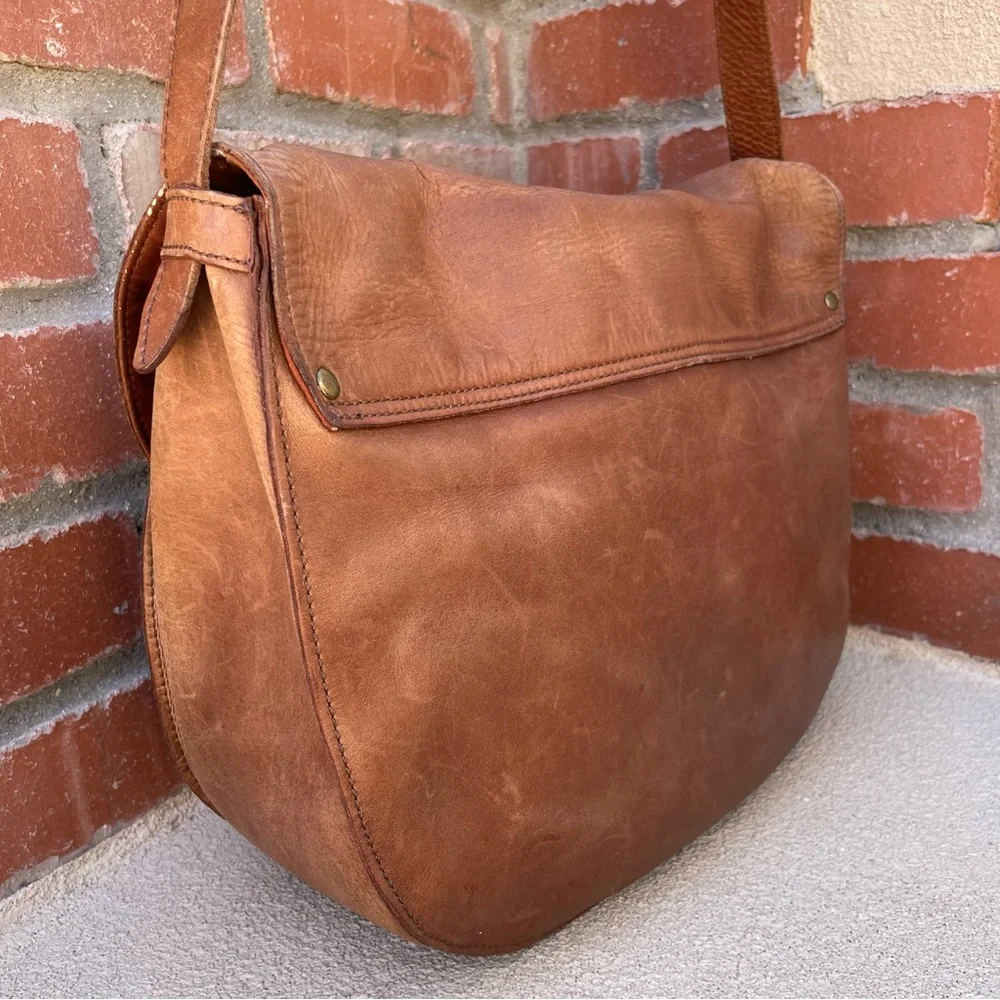 J.Crew • RARE VTG • Genuine Leather Postal Satchel Crossbody Bag & Wool Scarf